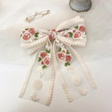 Lace Embroidery Big Bow Hairpin Net Red Back Head Hairpin Headdress