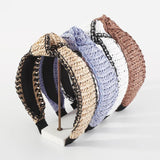 Bohemian Raffia Top Knot Headband Straw Weaving Hairband Tiara Adult Jewelry