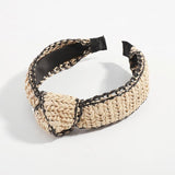 Bohemian Raffia Top Knot Headband Straw Weaving Hairband Tiara Adult Jewelry