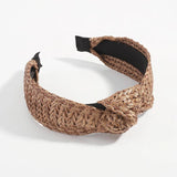 Bohemian Raffia Top Knot Headband Straw Weaving Hairband Tiara Adult Jewelry