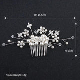 Efily Silver Pearl Bridal Hair Comb Rhinestone Crystal Wedding Headpiece