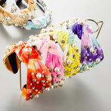 Tie-Dye Pearl Rhinestone Headbands Hair Accessories For Women