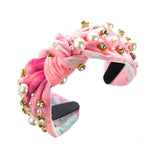 Tie-Dye Pearl Rhinestone Headbands Hair Accessories For Women
