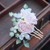 Silk Flower Fringed Hair Comb Cheongsam Brides Hair Accessory