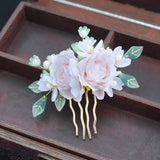 Silk Flower Fringed Hair Comb Cheongsam Brides Hair Accessory