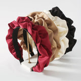 Women Headband Bezel Pleated Ruffles Hairband Turban Fresh Solid Folds Hairhoop