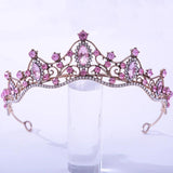 Vintage Pink Crystal Crown Tiara Hair Accessories for Women