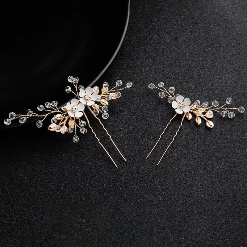 Crystal Rhinestone Flower Bridal Hairpins Set
