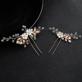 Crystal Rhinestone Flower Bridal Hairpins Set