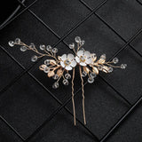 Crystal Rhinestone Flower Bridal Hairpins Set