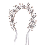 Beaded Headband Bridal Hair Hoop Crystal Pearls Headpiece Soft Closure