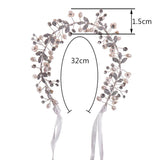 Beaded Headband Bridal Hair Hoop Crystal Pearls Headpiece Soft Closure