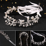 Beaded Headband Bridal Hair Hoop Crystal Pearls Headpiece Soft Closure