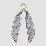 Silk Fabric Pearl Elastic Ties Hair Scarf Vintage Scrunchies Women Hair Accessor