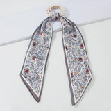 Silk Fabric Pearl Elastic Ties Hair Scarf Vintage Scrunchies Women Hair Accessor