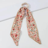 Silk Fabric Pearl Elastic Ties Hair Scarf Vintage Scrunchies Women Hair Accessor