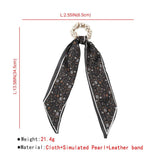 Silk Fabric Pearl Elastic Ties Hair Scarf Vintage Scrunchies Women Hair Accessor