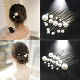 18 PCS U-Shaped Hairpin Tiara Simulated Pearl Bridal Hairclips