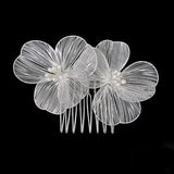 Rhinestone Flower Leaf Bridal Hair Comb Wedding Headpiece