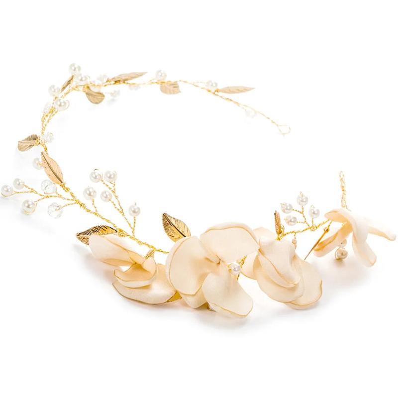 Pearl Tiara Headgear Bridal Hair Band Wedding Flower Headpieces
