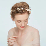 Pearl Tiara Headgear Bridal Hair Band Wedding Flower Headpieces