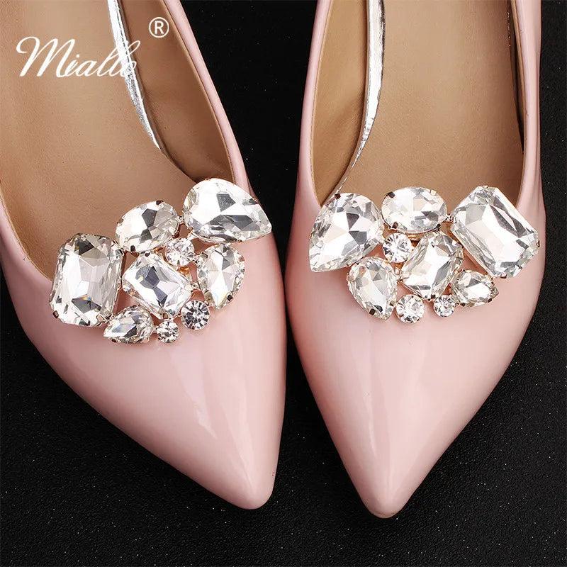 Silver Crystal Stone Shoe Clips for Women Bride High Heels