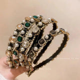 Rhinestone Pearl Hair Band Women's Temperament Palace Style Headband