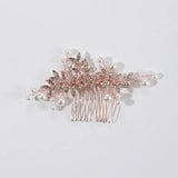 Rose Crystal Rhinestones Pearls Wedding Hair Comb Bridal Headpiece