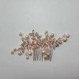 Rose Crystal Rhinestones Pearls Wedding Hair Comb Bridal Headpiece