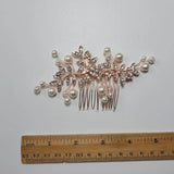 Rose Crystal Rhinestones Pearls Wedding Hair Comb Bridal Headpiece