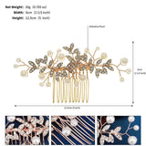 Rose Crystal Rhinestones Pearls Wedding Hair Comb Bridal Headpiece
