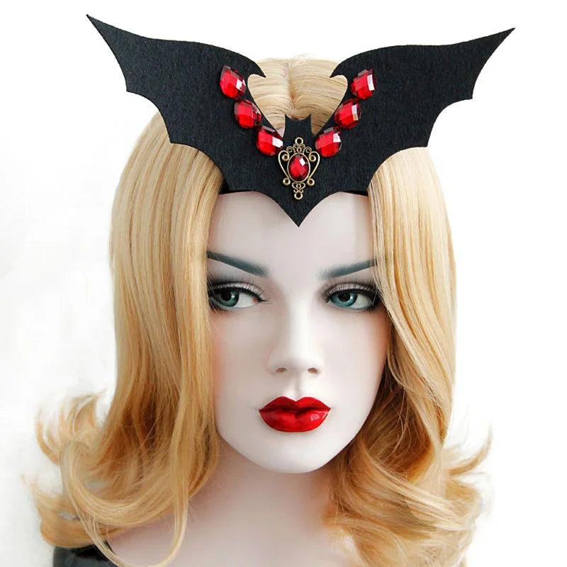 Evil Queen Crown Halloween Bat Rhinestone Headband