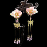 Chinese Style Hair Clip for Girls Vintage Hanfu Flower Hairpin with Tassel