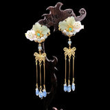 Chinese Style Hair Clip for Girls Vintage Hanfu Flower Hairpin with Tassel