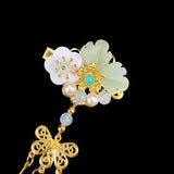 Chinese Style Hair Clip for Girls Vintage Hanfu Flower Hairpin with Tassel