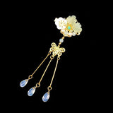 Chinese Style Hair Clip for Girls Vintage Hanfu Flower Hairpin with Tassel