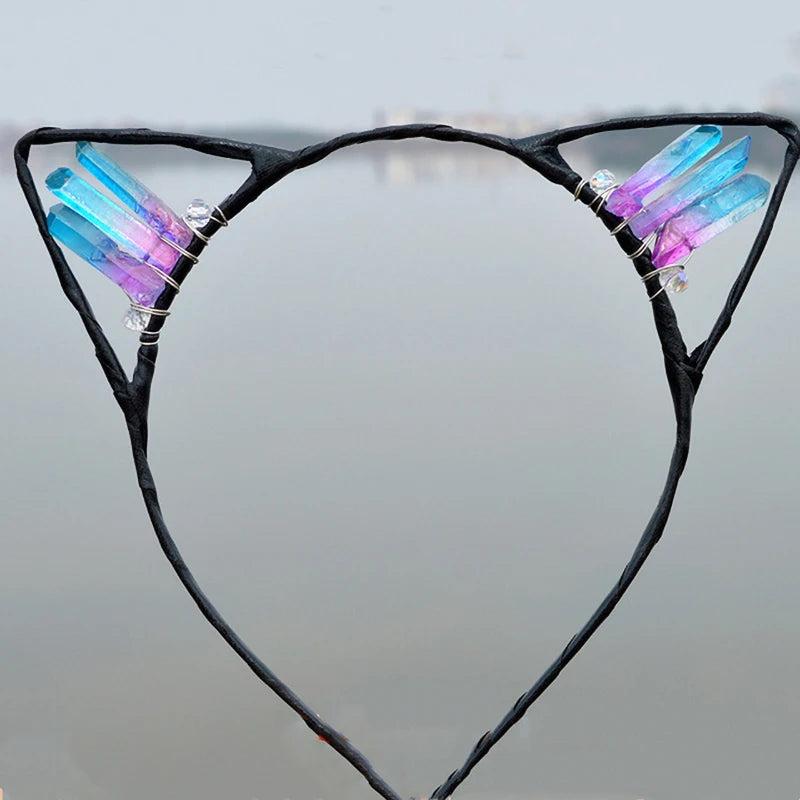 Crystal Cat Ears Crown Hair Accessories Multicolored Crystal Headwear