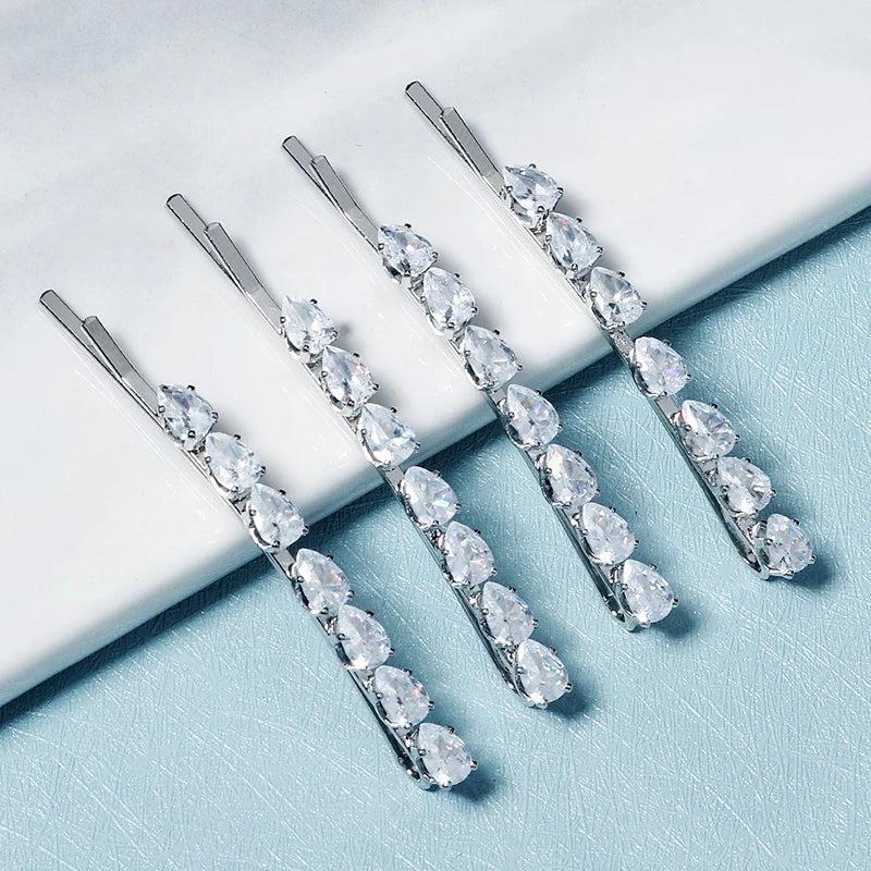 CZ Hair Clips Women Accessories Bridal Wedding Hairpins Bride Headpiece