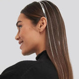 Long Tassel Hair Chain with Rhinestones