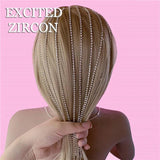 Long Tassel Hair Chain with Rhinestones
