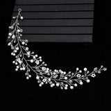 Carddoor Bridal Pearl Crystal Leaves Headpiece