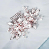 Bridal Jewelry Rhinestone Headpiece Metal Leaf Wedding Haircomb