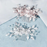 Bridal Jewelry Rhinestone Headpiece Metal Leaf Wedding Haircomb