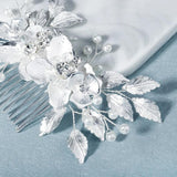 Bridal Jewelry Rhinestone Headpiece Metal Leaf Wedding Haircomb