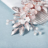 Bridal Jewelry Rhinestone Headpiece Metal Leaf Wedding Haircomb