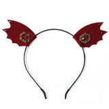 Red Felt Animal Ears Devil Wings Bat Stone Flower Hairband Hair Hoop