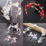 Lace Flower Headband Bridal Headdress Hairband Earring Set