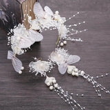 Lace Flower Headband Bridal Headdress Hairband Earring Set