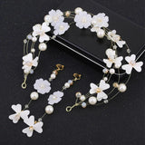 Lace Flower Headband Bridal Headdress Hairband Earring Set