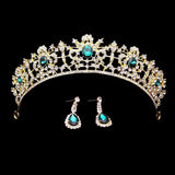 Baroque Crystal Wedding Tiara Red Green Rhinestone Bridal Hair Accessories